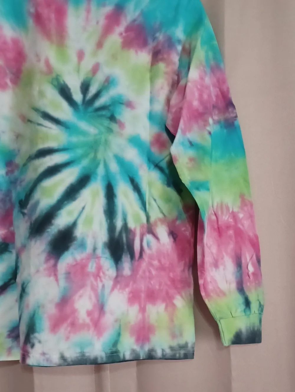 Handmade Custom Long Sleeve Spiral Tie Dye Crewneck Top Youth XL/Unisex Adult XS